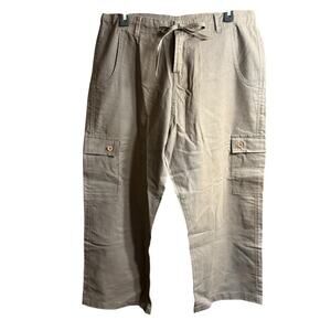 Soul Flower Wide Leg Hemp Cargo Pants Green Baggy Relaxed Women's Granola Girl L